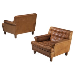 Arne Norell Pair of "Merkur" Lounge Chairs in Cognac Leather