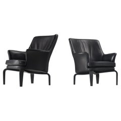 Arne Norell Pair of Reupholstered High Quality Leather 'Pilot' Armchairs