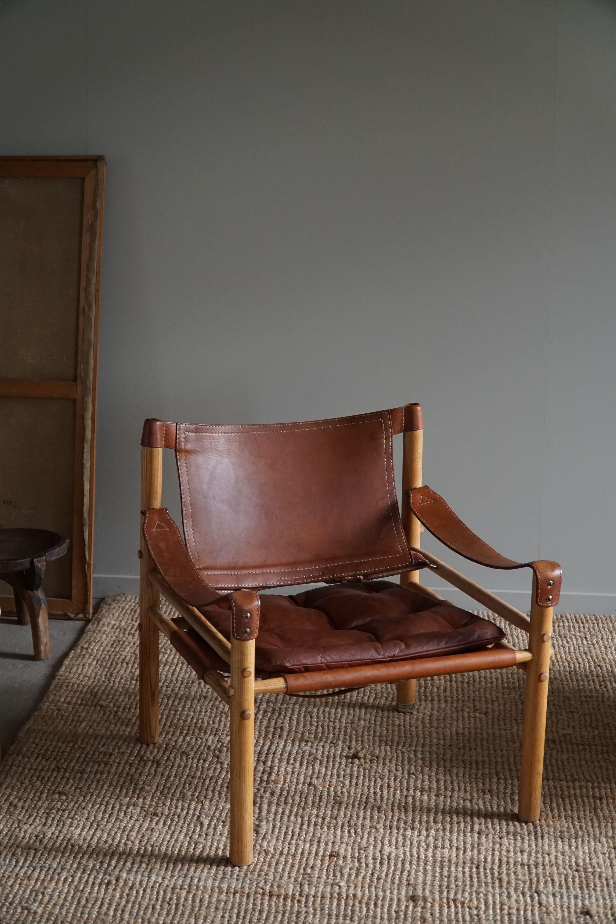 Arne Norell, Pair of Sirocco Lounge Chairs, Leather and Ash, AB Aneby, 1960s 11