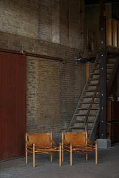Arne Norell, Pair of Sirocco Lounge Chairs, Leather & Ash, AB Aneby, 1960s