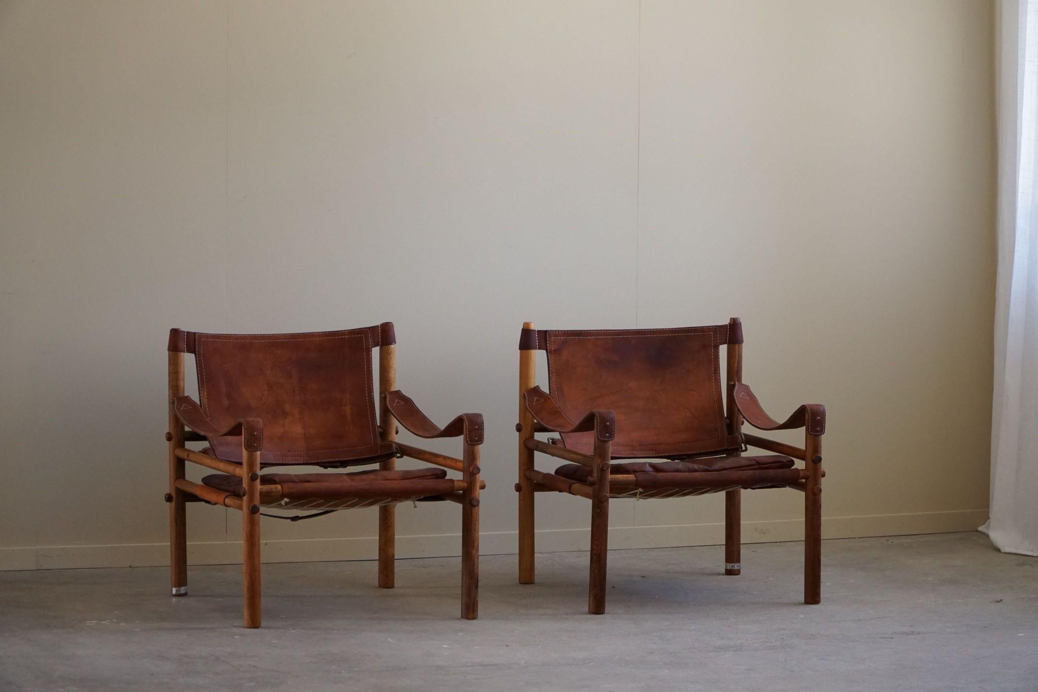 Arne Norell, Pair of Sirocco Lounge Chairs, Leather & Rosewood, AB Aneby, 1960s 8
