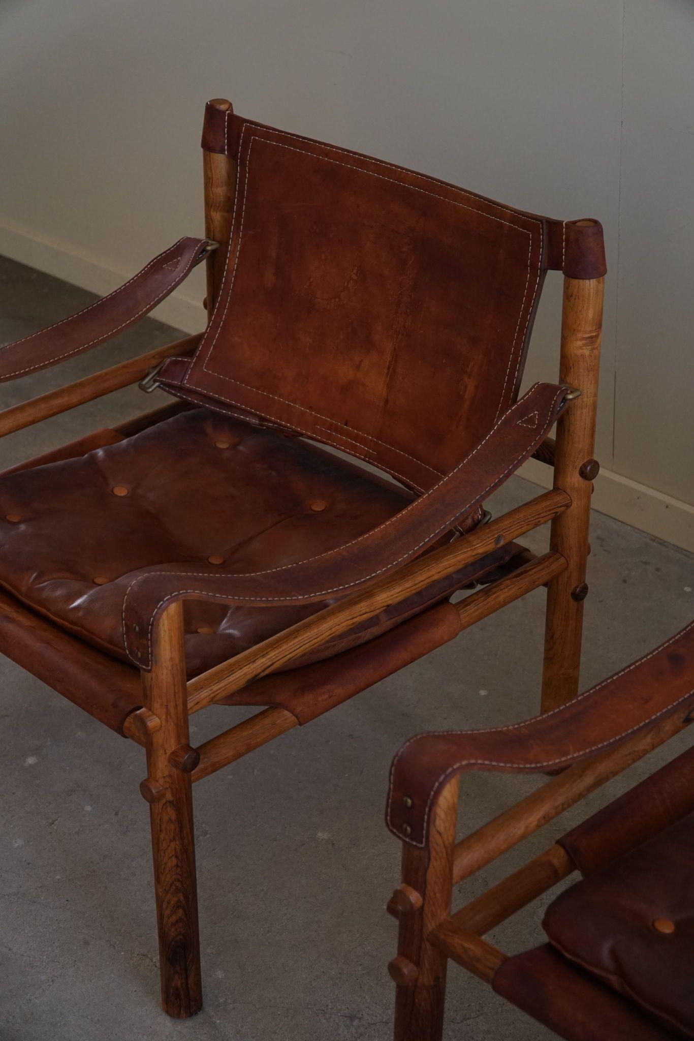 Arne Norell, Pair of Sirocco Lounge Chairs, Leather & Rosewood, AB Aneby, 1960s 14