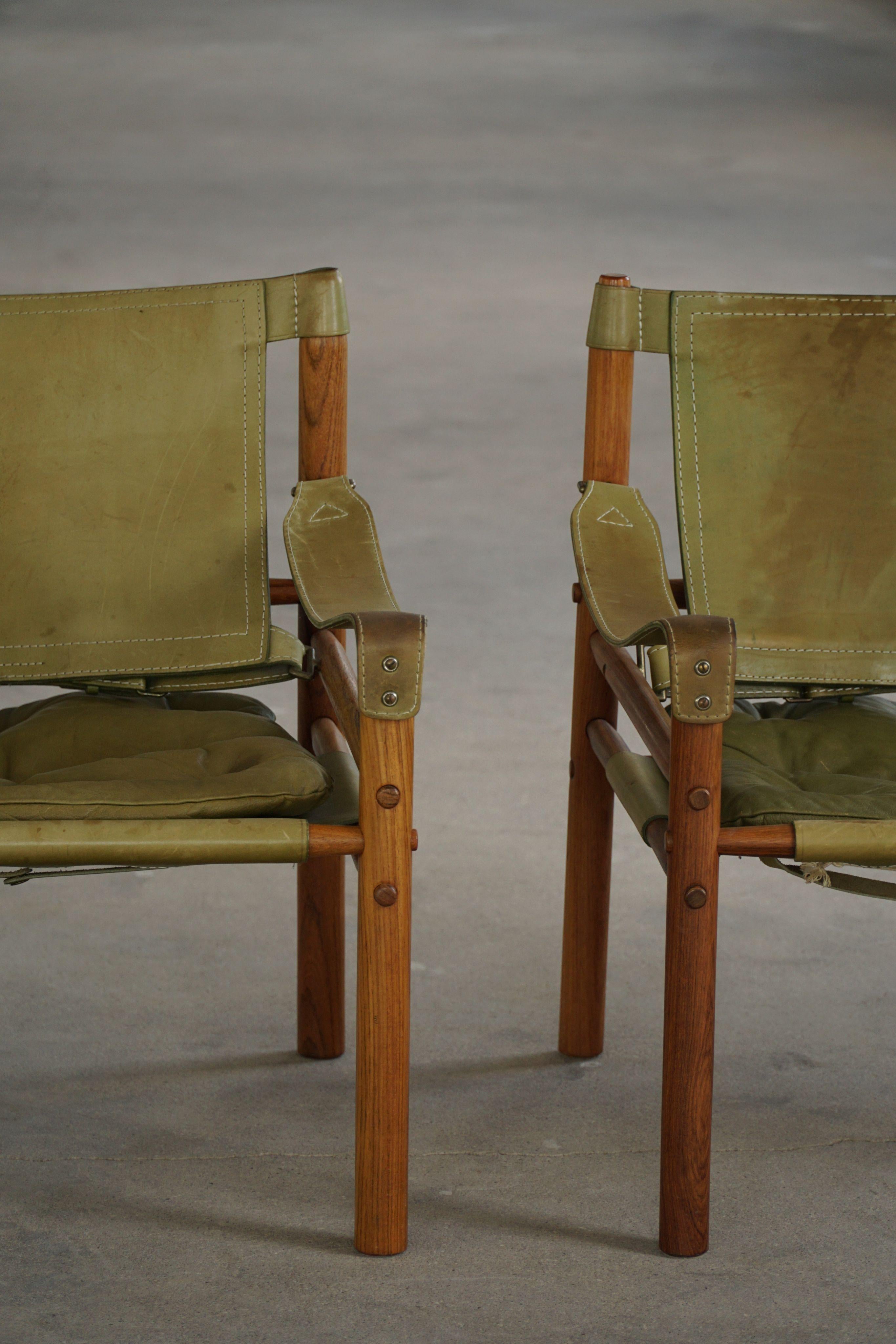 Arne Norell, paire de chaises longues Sirocco, cuir et bois de rose, AB Aneby, années 1960 en vente 13