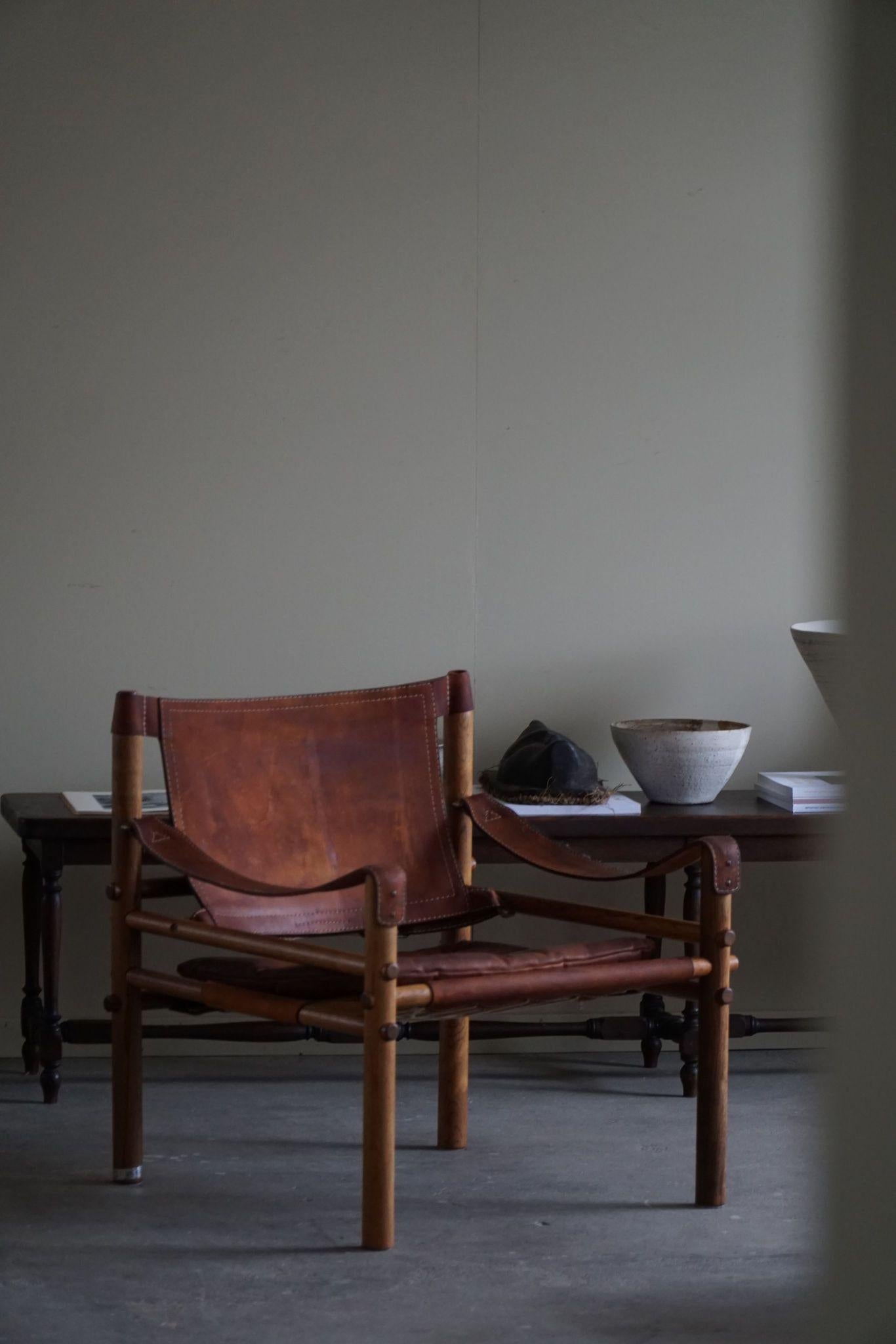 Mid-Century Modern Arne Norell, Pair of Sirocco Lounge Chairs, Leather & Rosewood, AB Aneby, 1960s