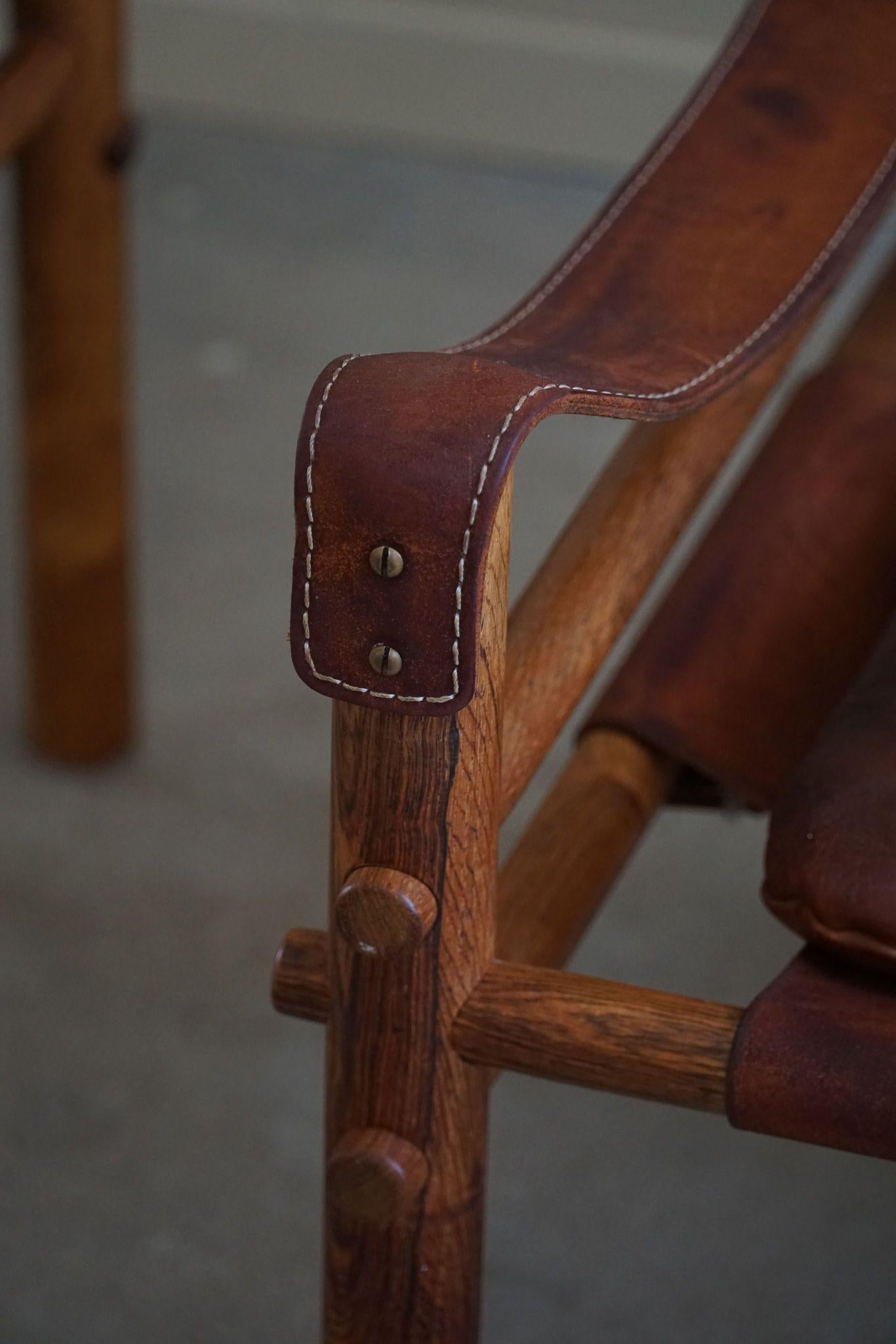 Danish Arne Norell, Pair of Sirocco Lounge Chairs, Leather & Rosewood, AB Aneby, 1960s