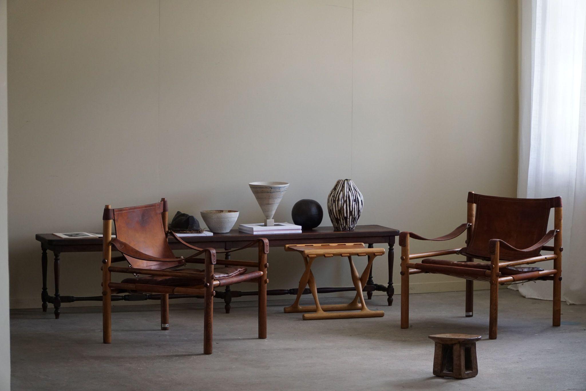 20th Century Arne Norell, Pair of Sirocco Lounge Chairs, Leather & Rosewood, AB Aneby, 1960s