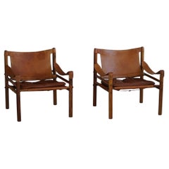 Arne Norell, Pair of Sirocco Lounge Chairs, Leather & Rosewood, AB Aneby, 1960s