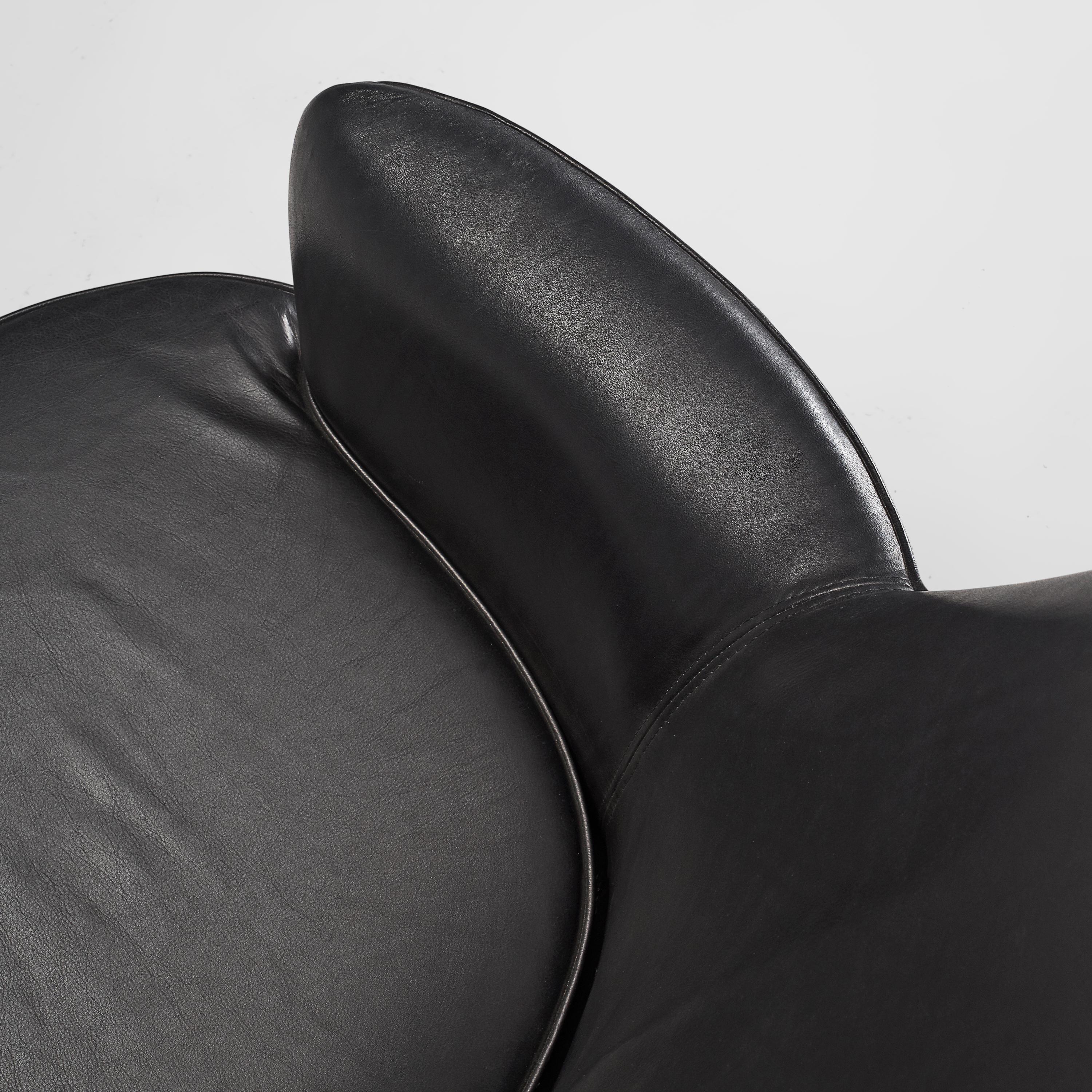 Arne Norell 'Pilot' Armchairs in Reupholstered Black Leather  In Good Condition In Waalwijk, NL