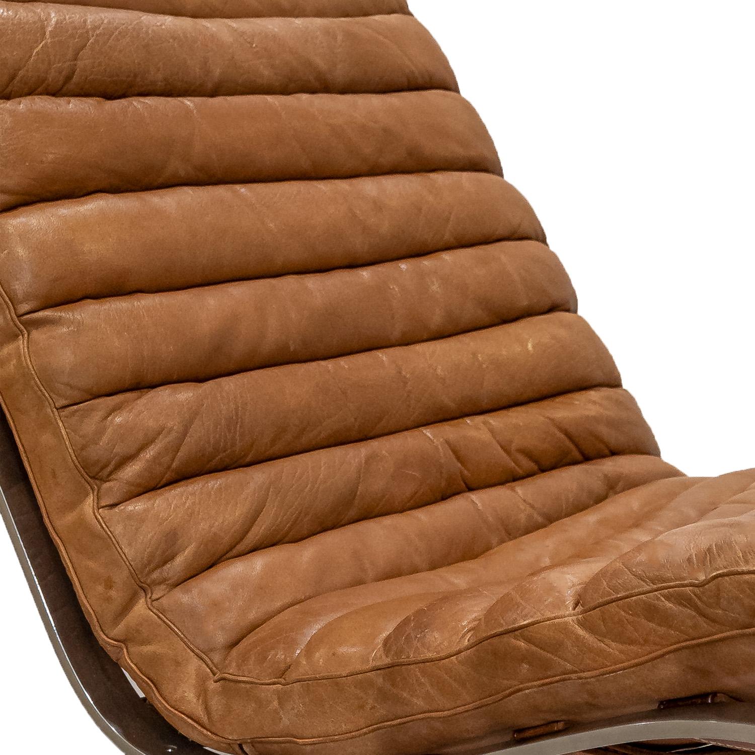 Arne Norell Pair of Lounge Chairs with Original Leather Slings 1960s (Signed) In Good Condition For Sale In New York, NY