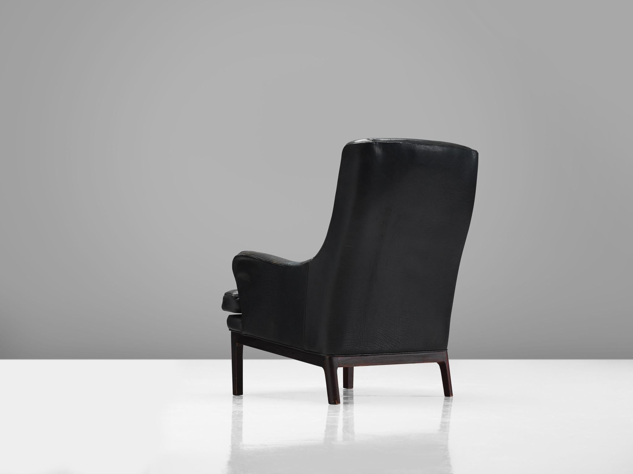Scandinavian Modern Arne Norell Reclining Leather Lounge Chair