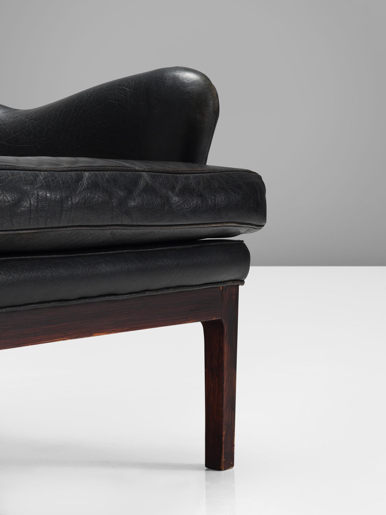 Arne Norell Reclining Leather Lounge Chair In Good Condition In Waalwijk, NL