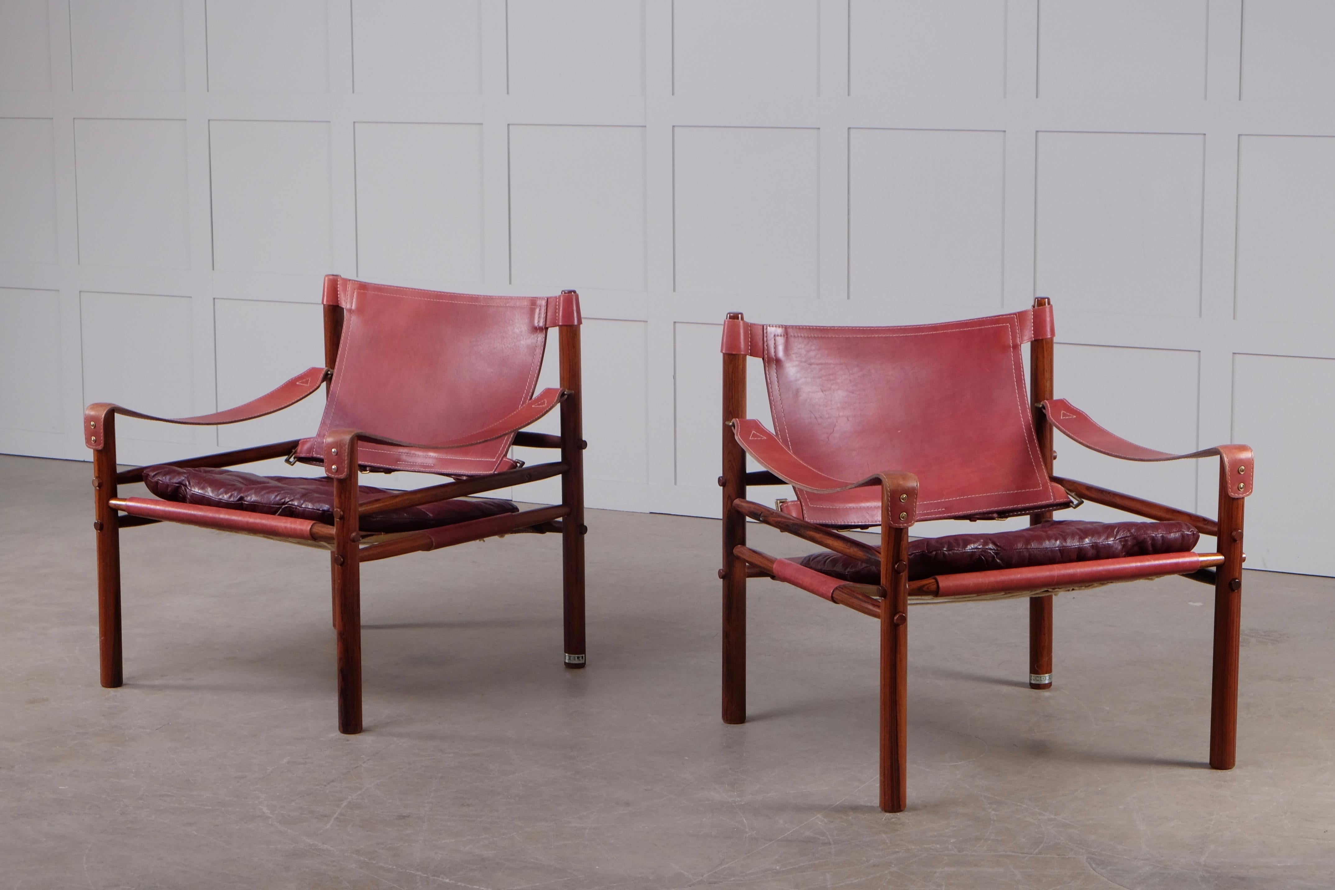 Scandinavian Modern Arne Norell Sirocco Safari Chairs, 1960s
