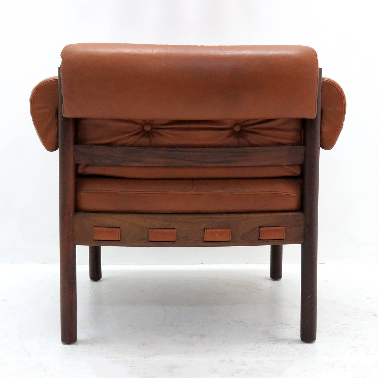 Leather Arne Norell Rosewood Lounge Chairs for Coja Culemborg