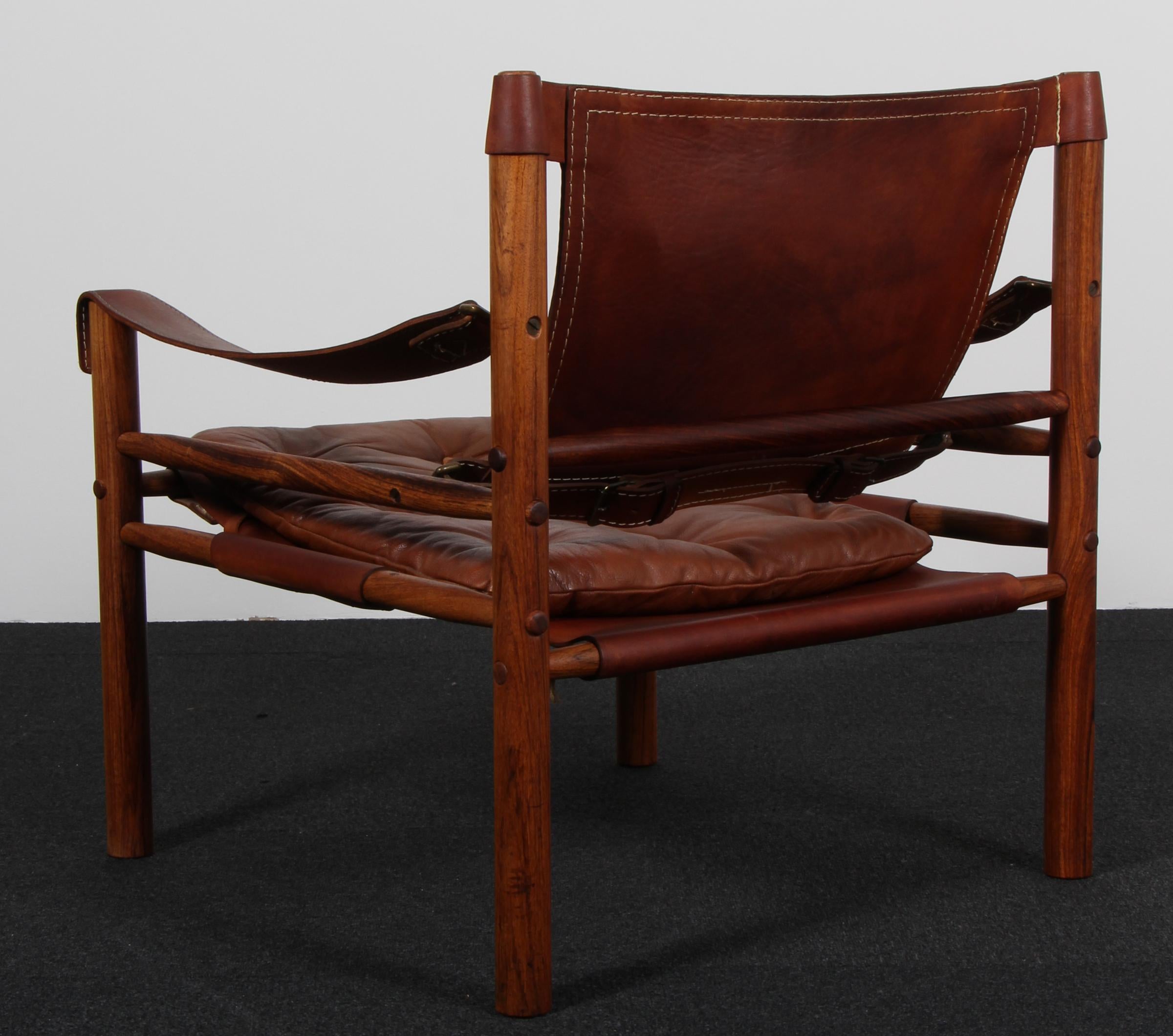 Leather Arne Norell Safari Chair, Model Scirocco For Sale