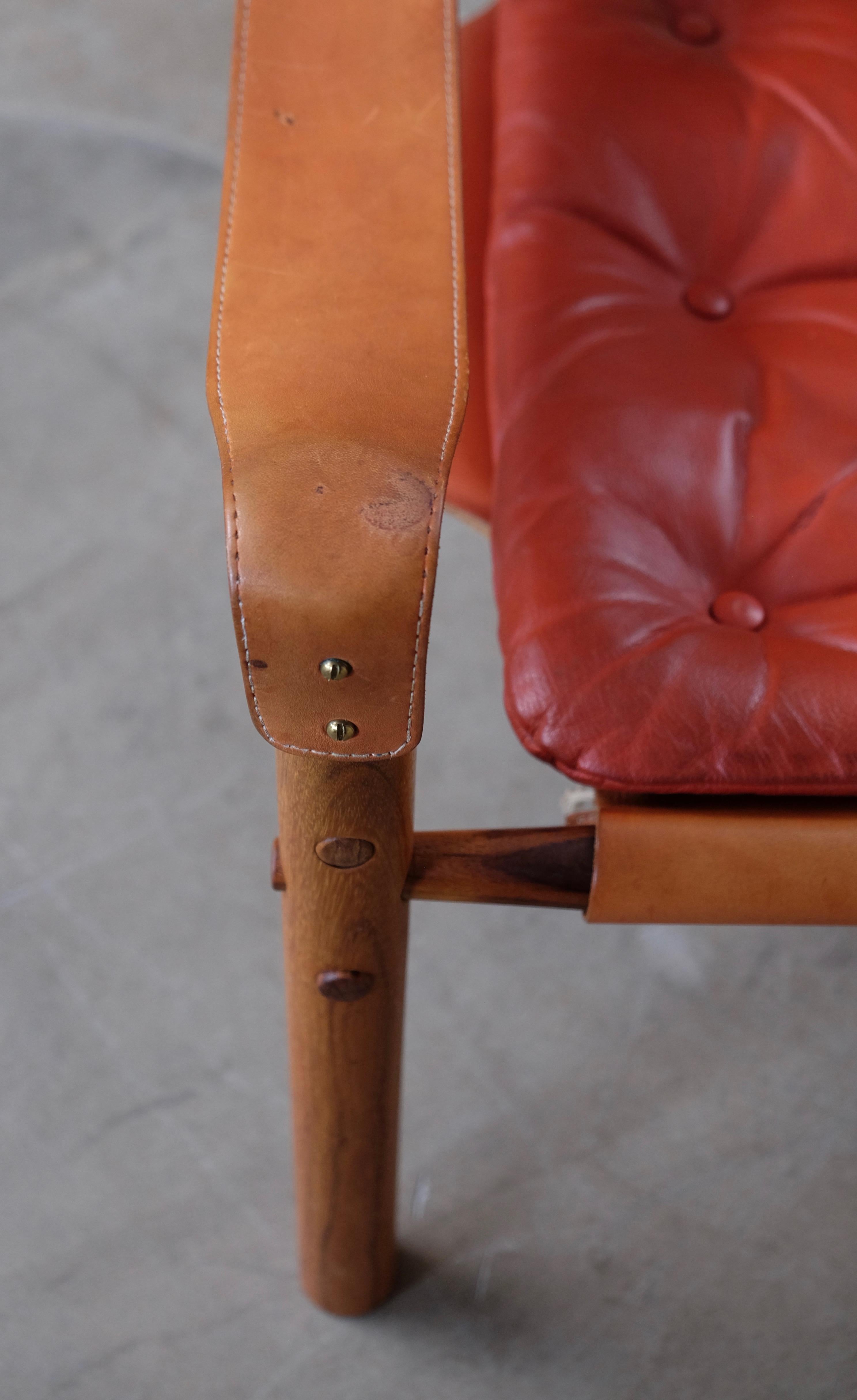Leather Arne Norell Safari Chair Model Sirocco, 1960s