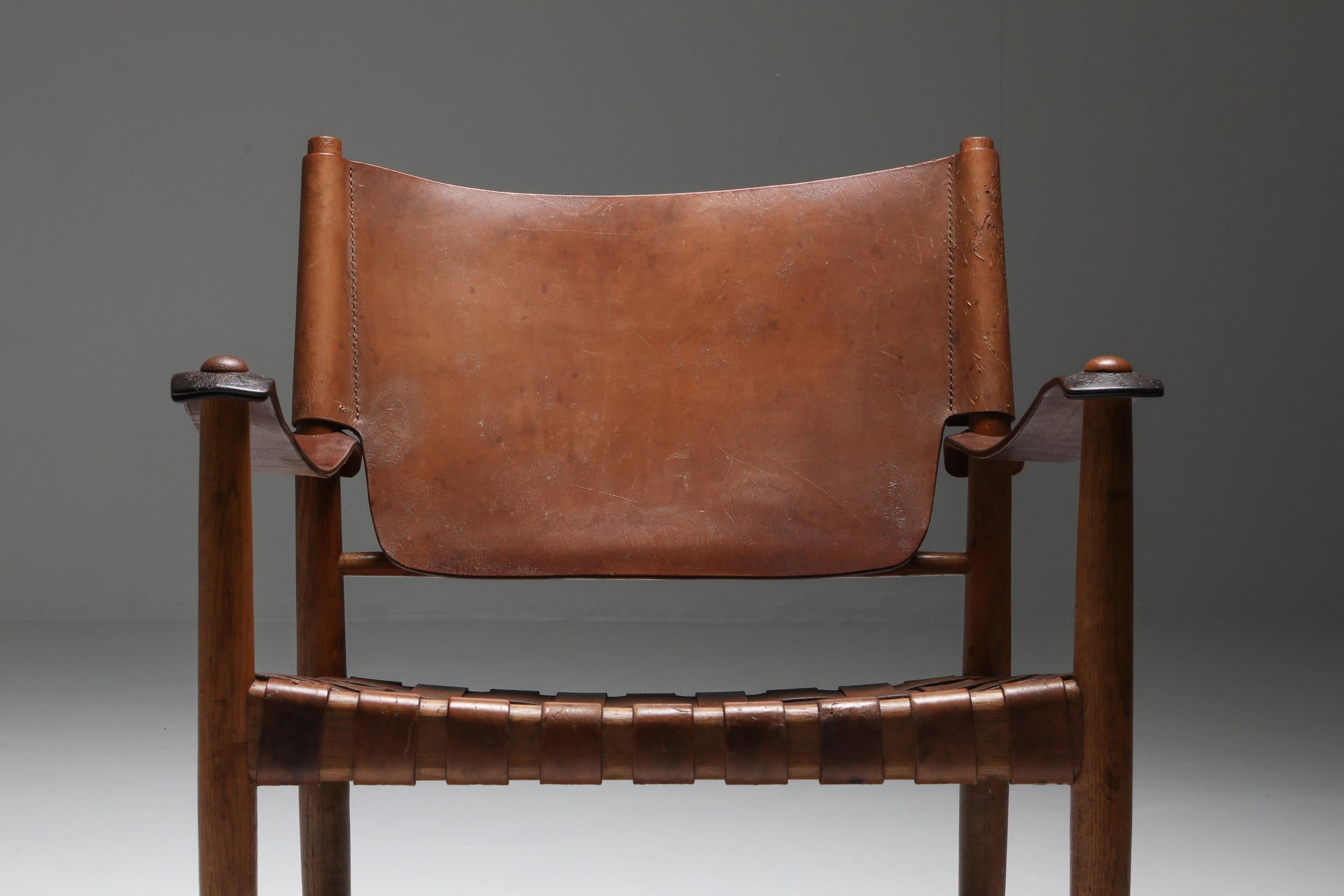 Swedish Arne Noréll Safari Chair, Norell Mobel, Sweden, 1960s For Sale