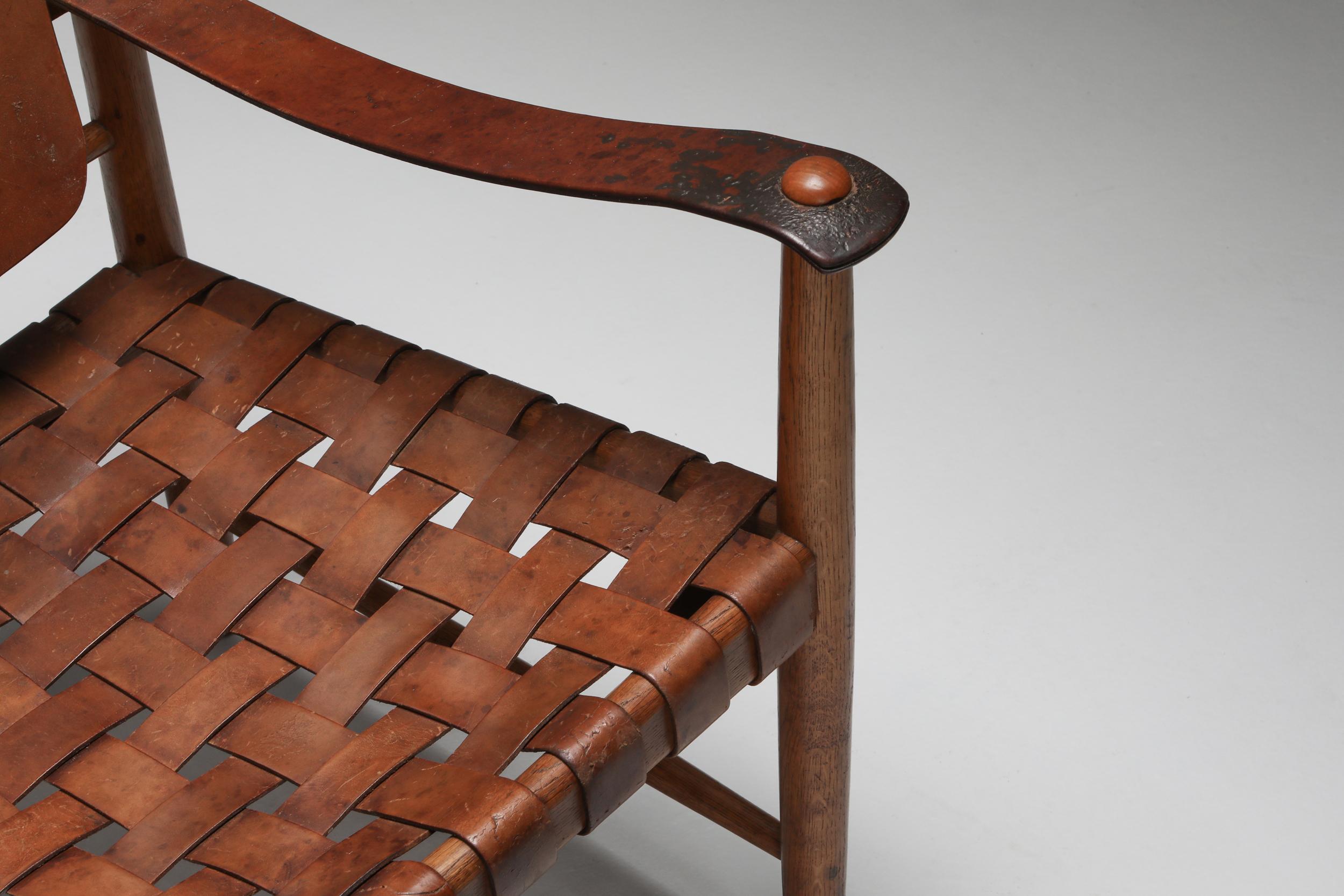 Cuir Chaise Safari Arne Norell, Norells, Suède, années 1960 en vente