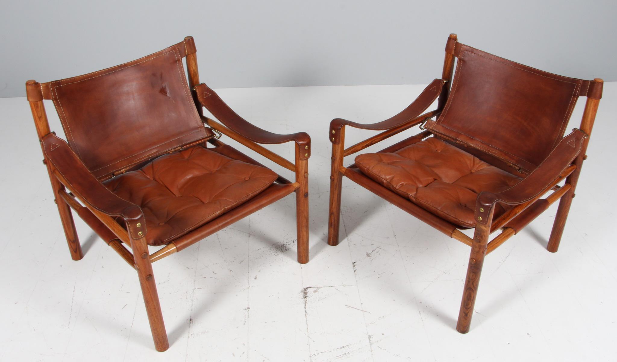 Scandinavian Modern Arne Norell Safari Chairs, Model Scirocco For Sale