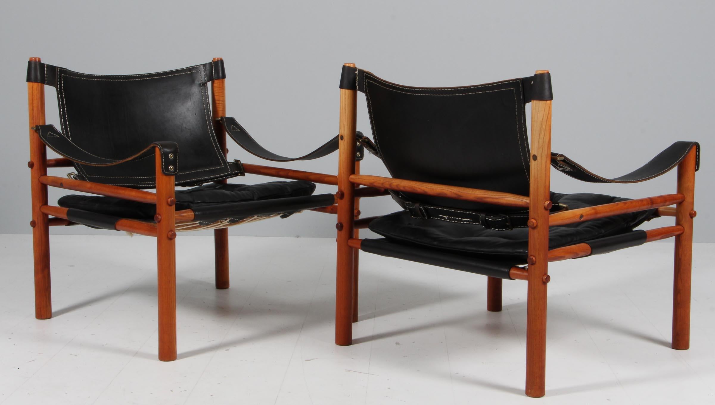 Leather Arne Norell Safari Chairs, Model Scirocco