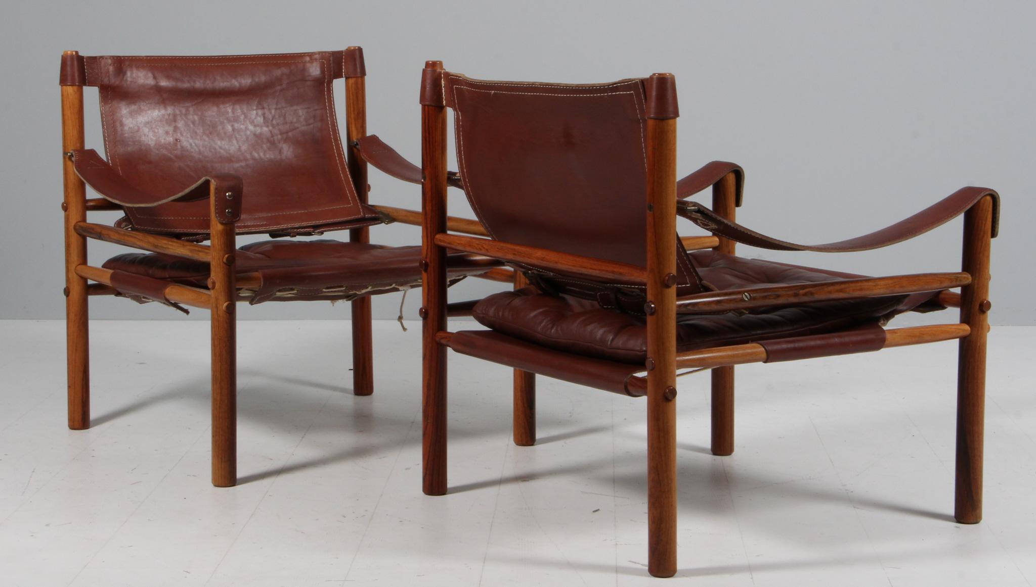 Leather Arne Norell Safari Chairs, Model Scirocco