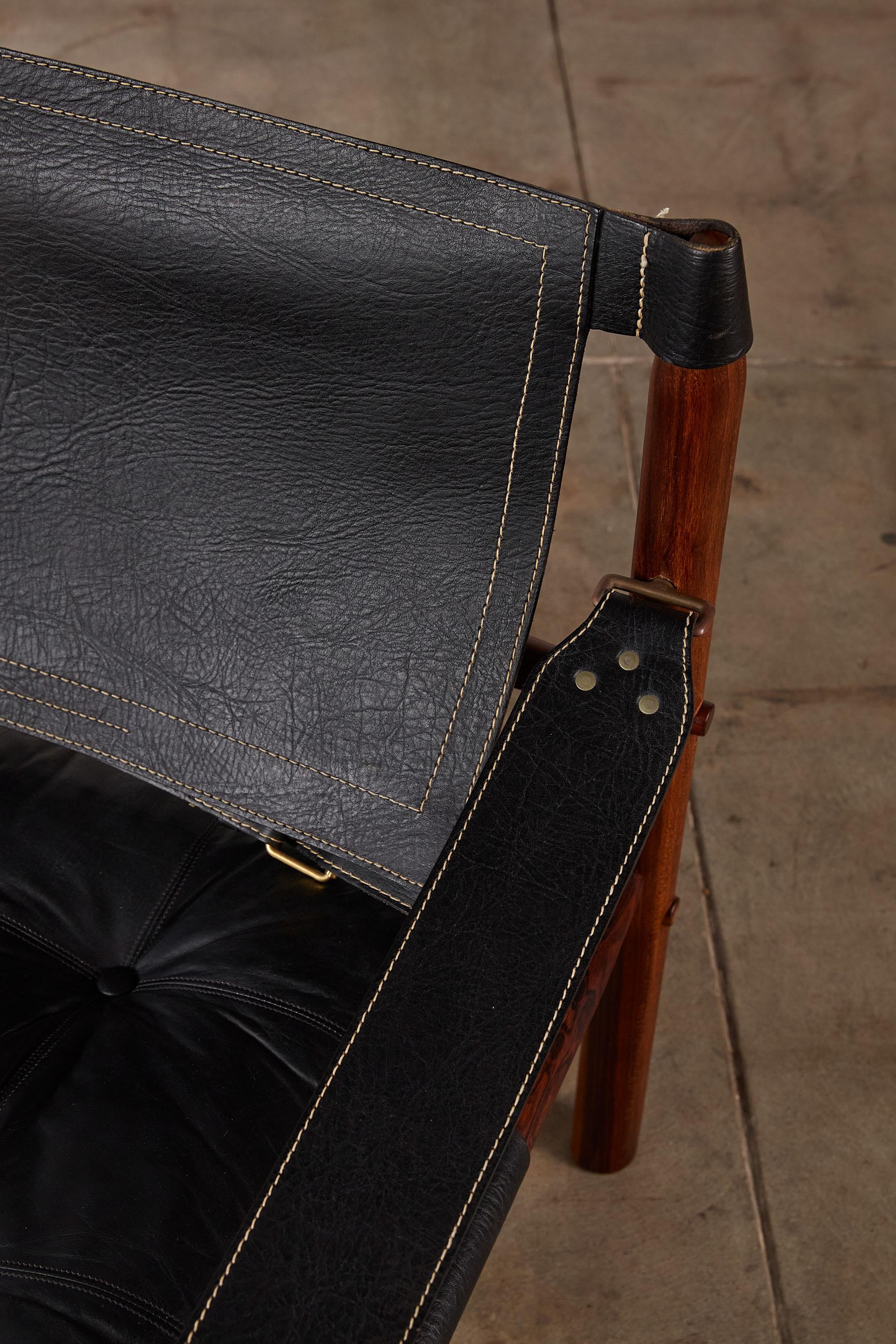 Brass Arne Norell Safari Lounge Chair for Scanform