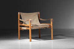 Fauteuil suédois Arne Norells safari des années 60 en lin