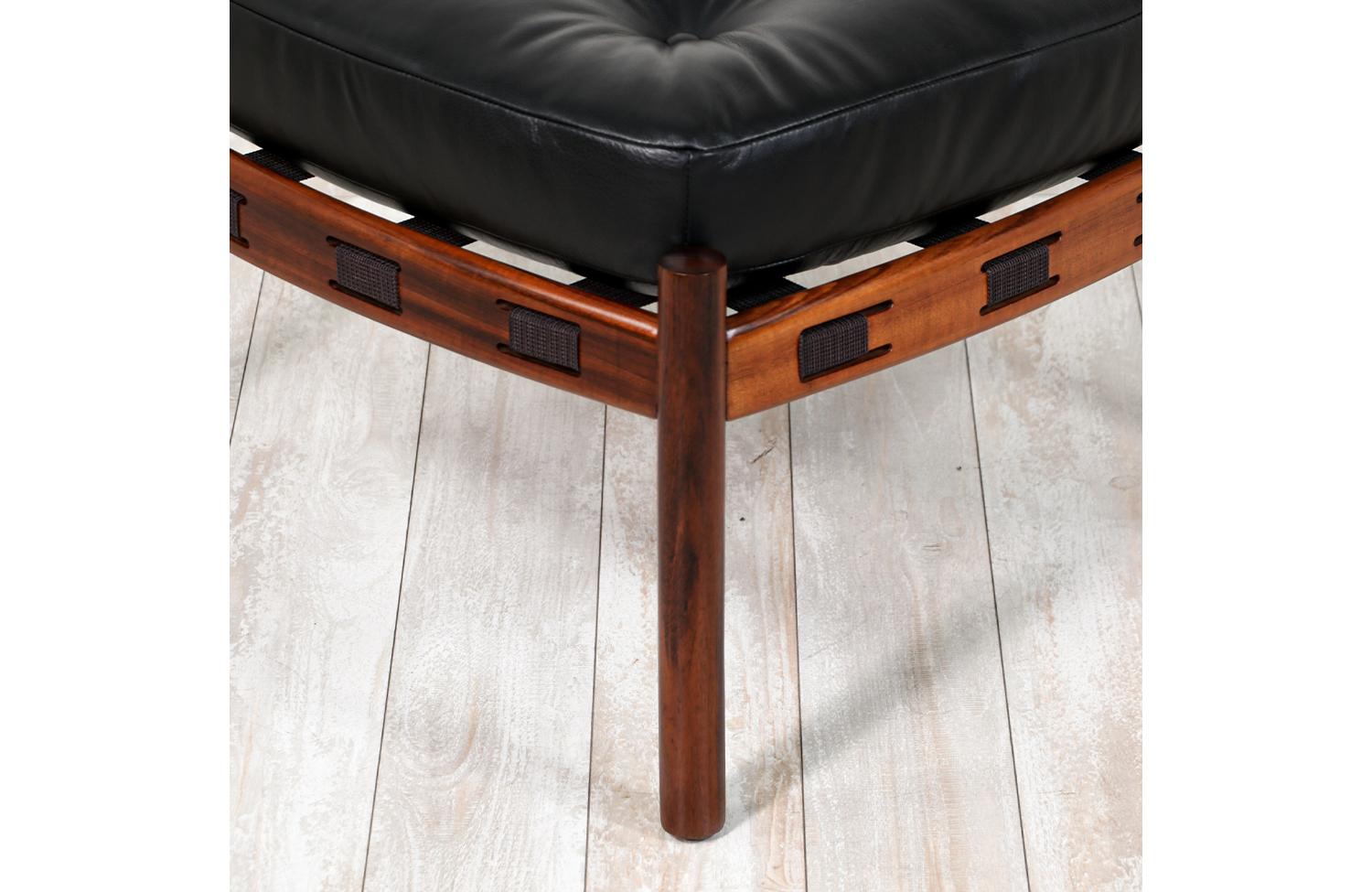 Expertly Restored -Mid-Century Modern Sculpted Rosewood & Leather Stool for Coja 4