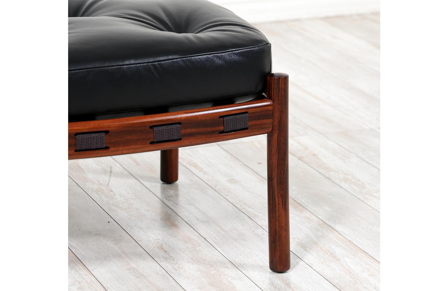 Expertly Restored -Mid-Century Modern Sculpted Rosewood & Leather Stool for Coja 3