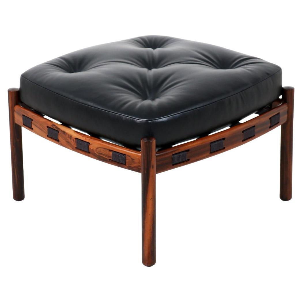 Expertly Restored -Mid-Century Modern Sculpted Rosewood & Leather Stool for Coja