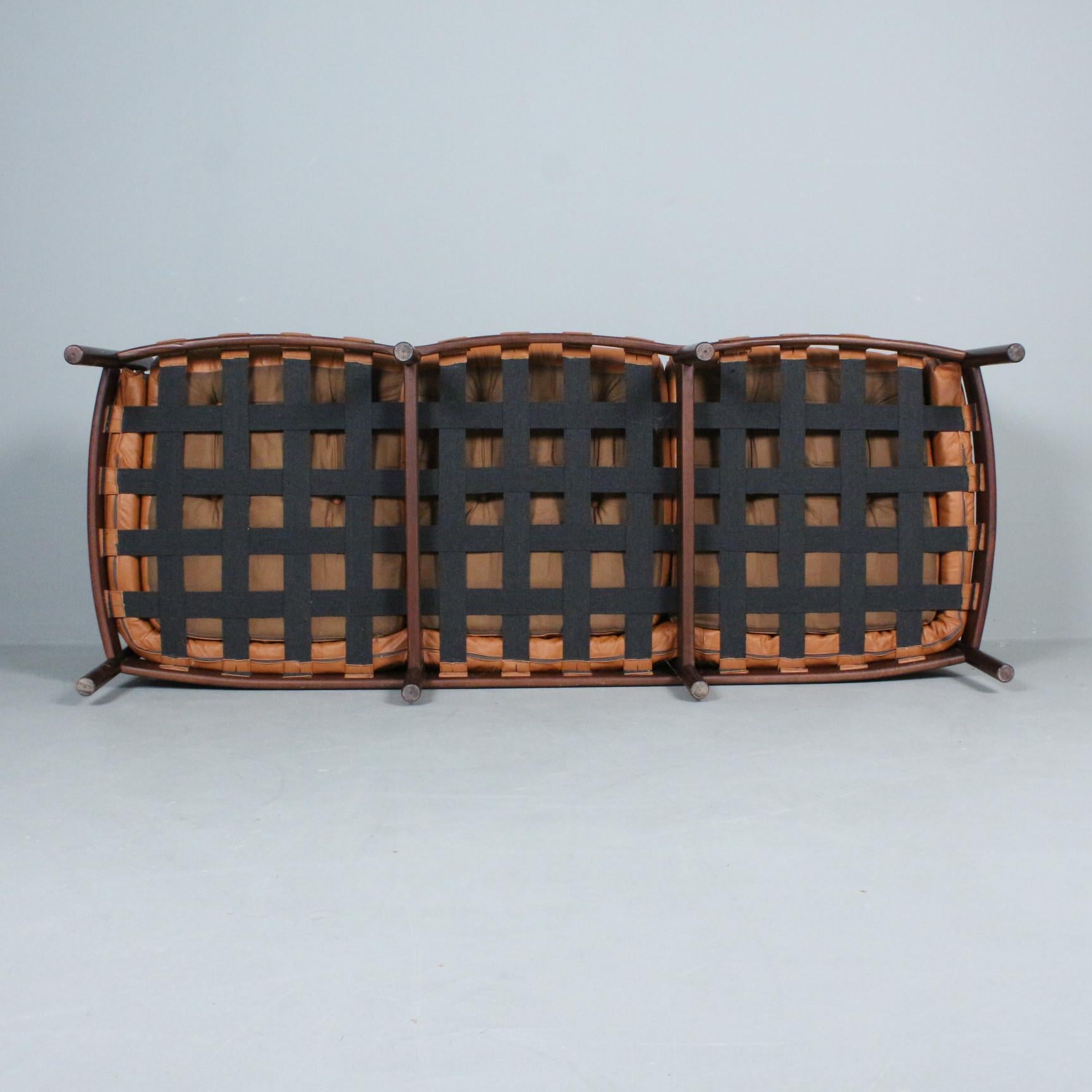 Arne Norell Sofagarnitur & Sessel Braunes Leder für Coja Schweden 1960 im Zustand „Gut“ im Angebot in Paris, FR