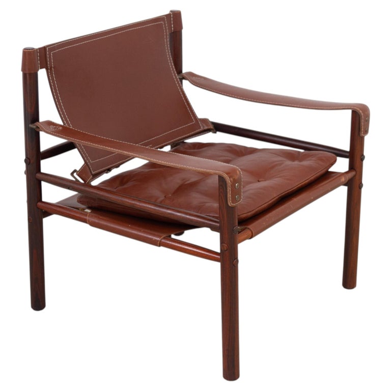 Arne Norell Sirocco Brown Safari Lounge Chair in Rosewood, Sweden 1970s.