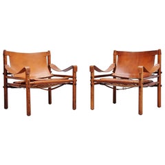 Arne Norell Sirocco Chairs in Cognac Sweden, 1964