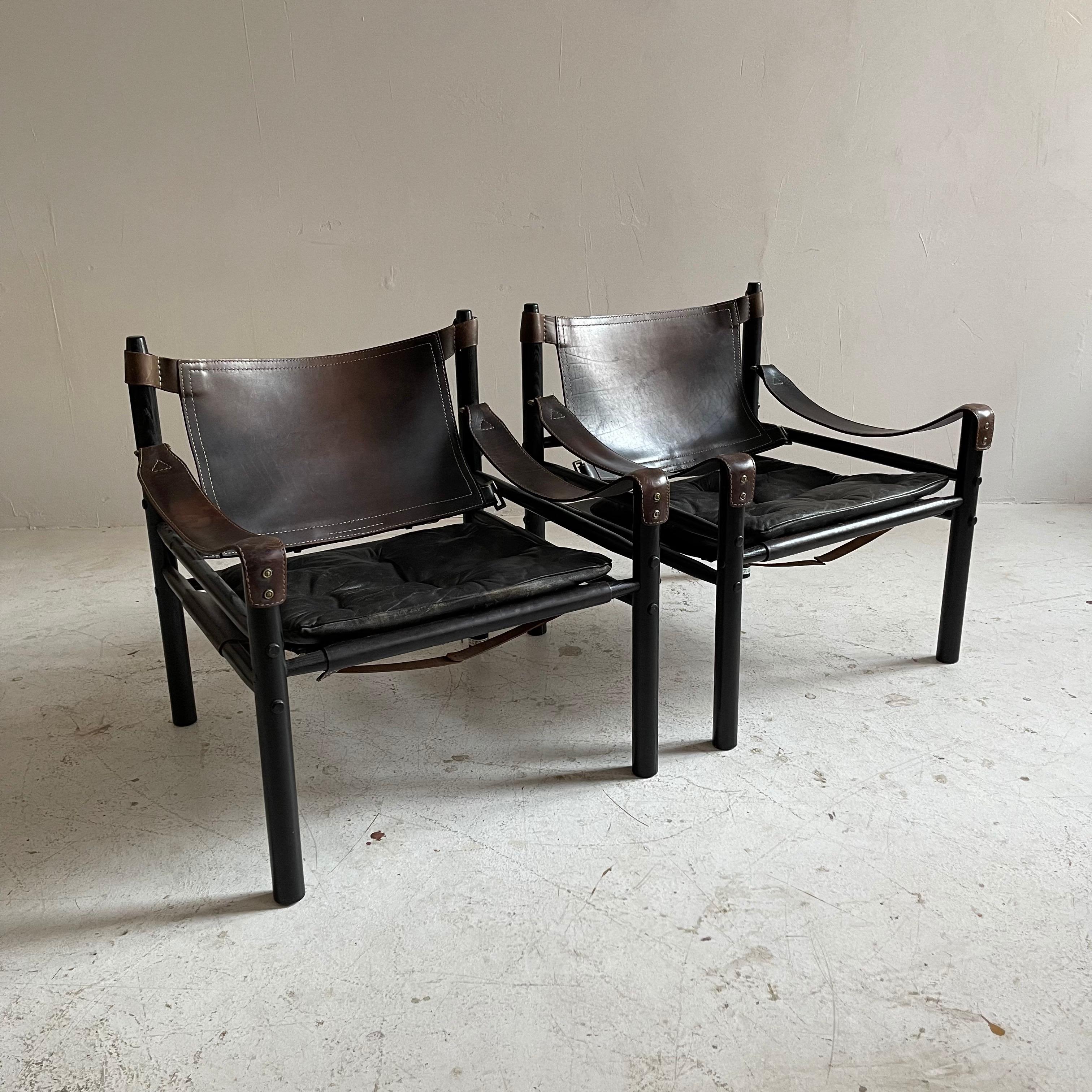 Arne Norell Sirocco Safari chairs, set of two, Sweden 1960s.