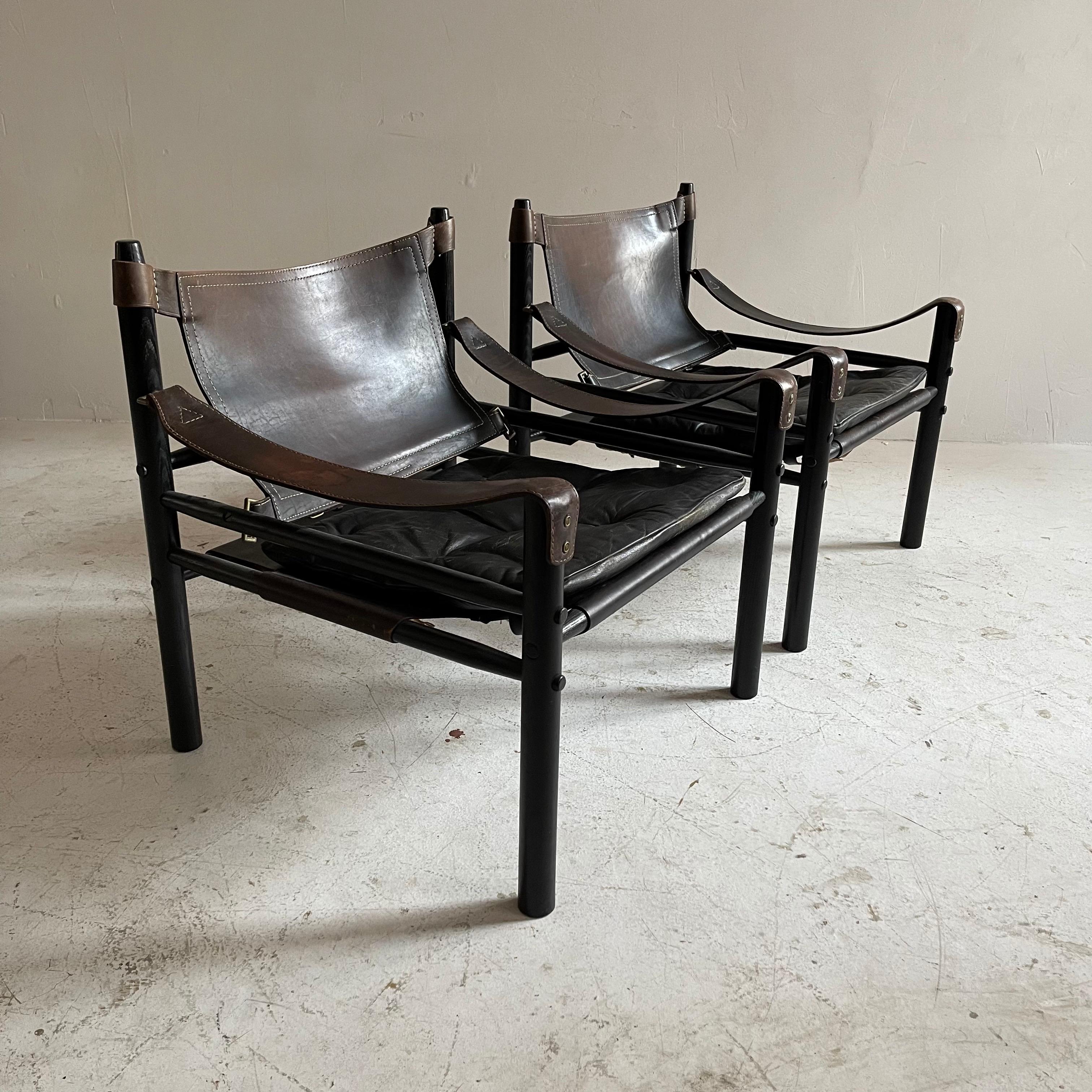Mid-Century Modern Arne Norell Sirocco Safari Chairs Set of Two, Sweden 1960s
