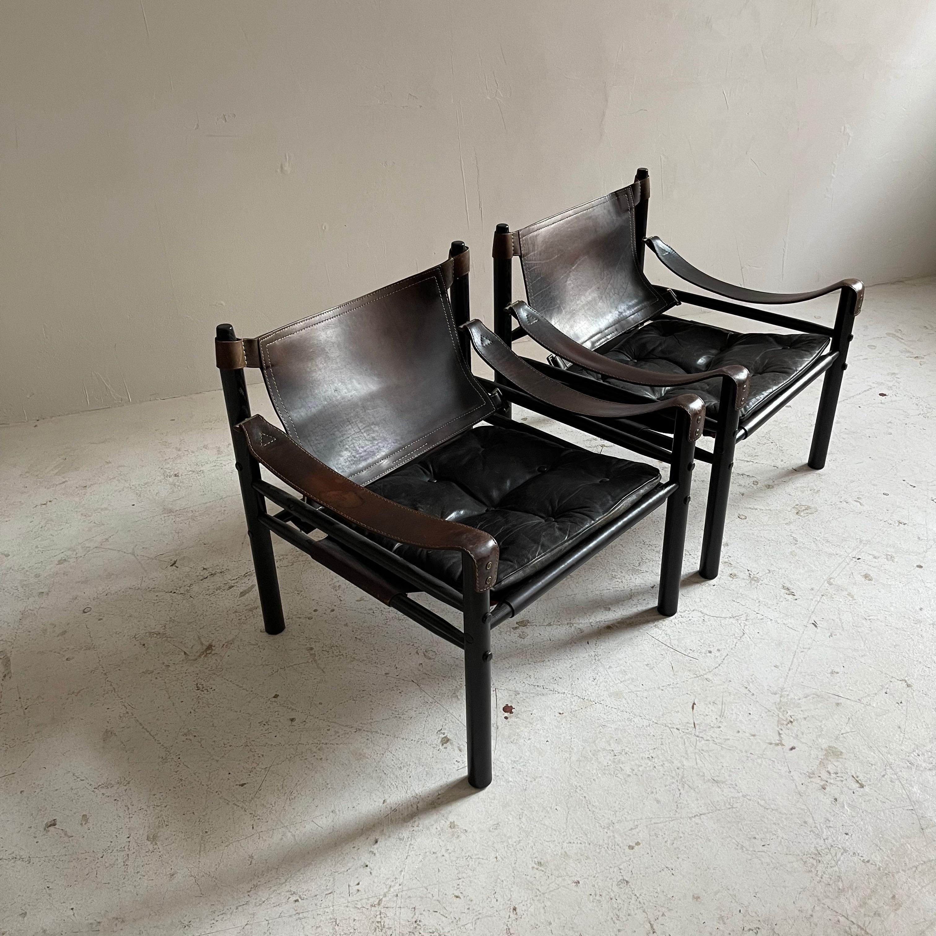 Mid-20th Century Arne Norell Sirocco Safari Chairs Set of Two, Sweden 1960s