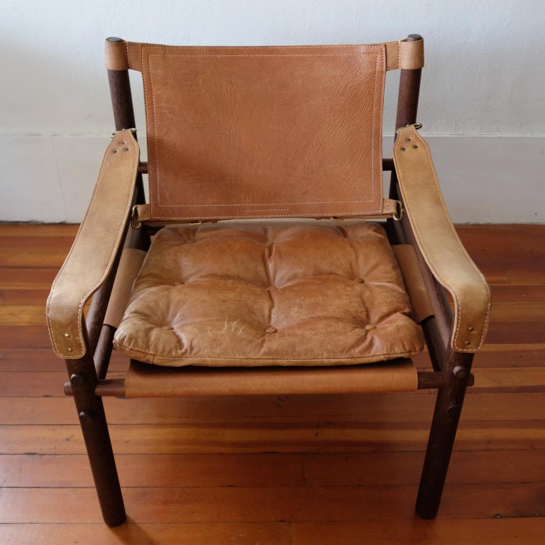 Arne Norell Sirocco Safari Chair Cognac Leather 1960s at
