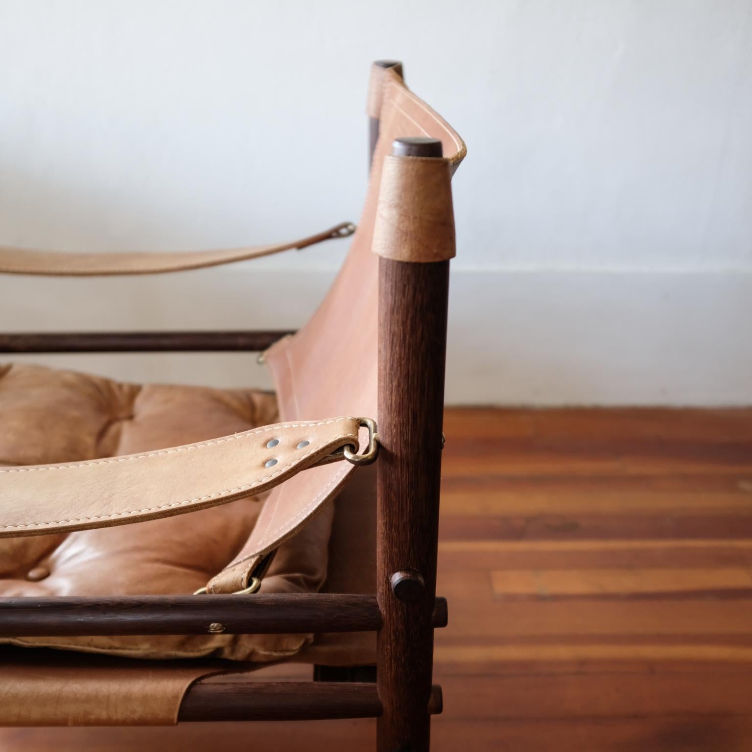 Colombian Arne Norell Sirocco Safari Chair Cognac Leather 1960s