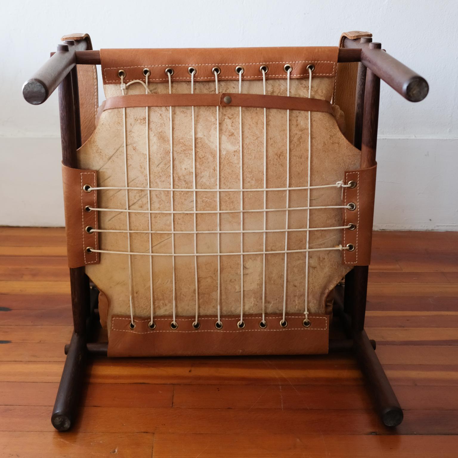 Arne Norell Sirocco Safari Chair Cognac Leather 1960s In Good Condition In San Diego, CA