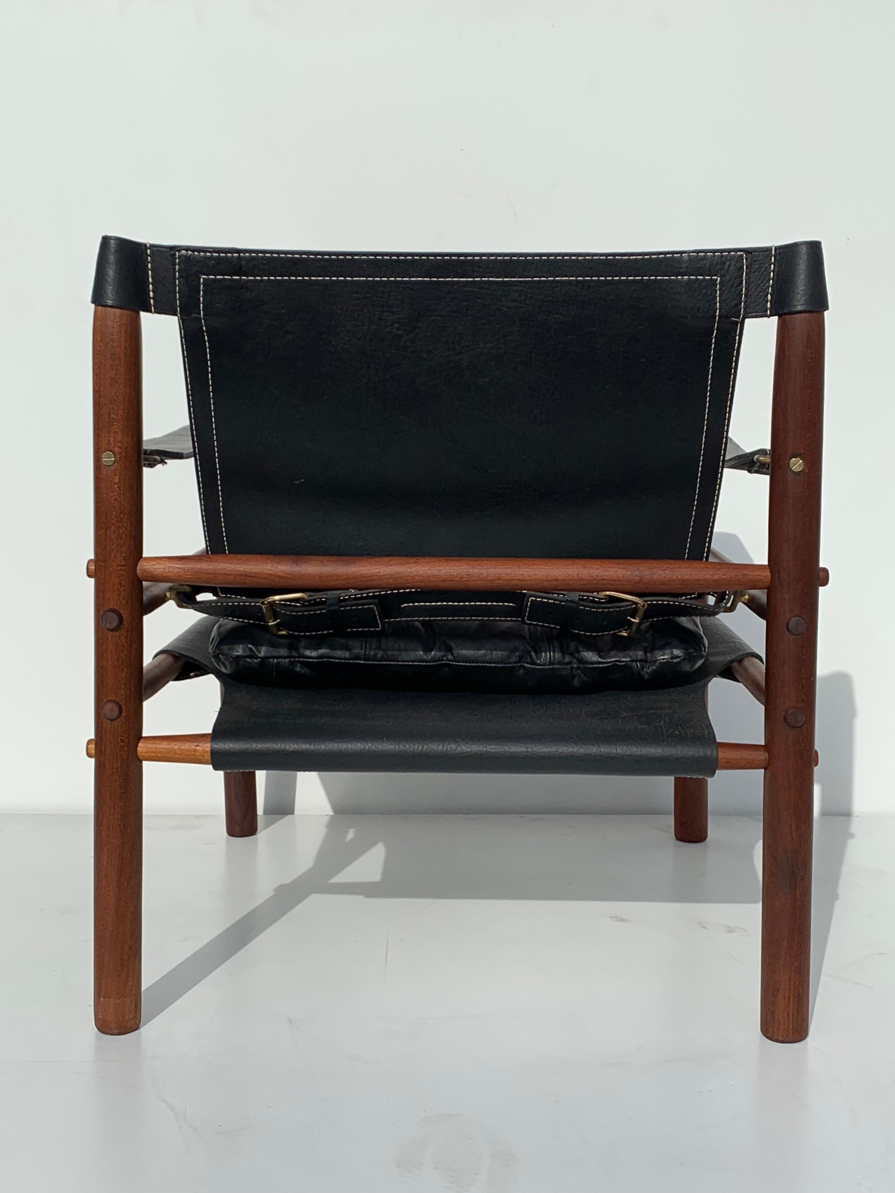Mid-20th Century Arne Norell Sirocco Safari Chair in Black Leather