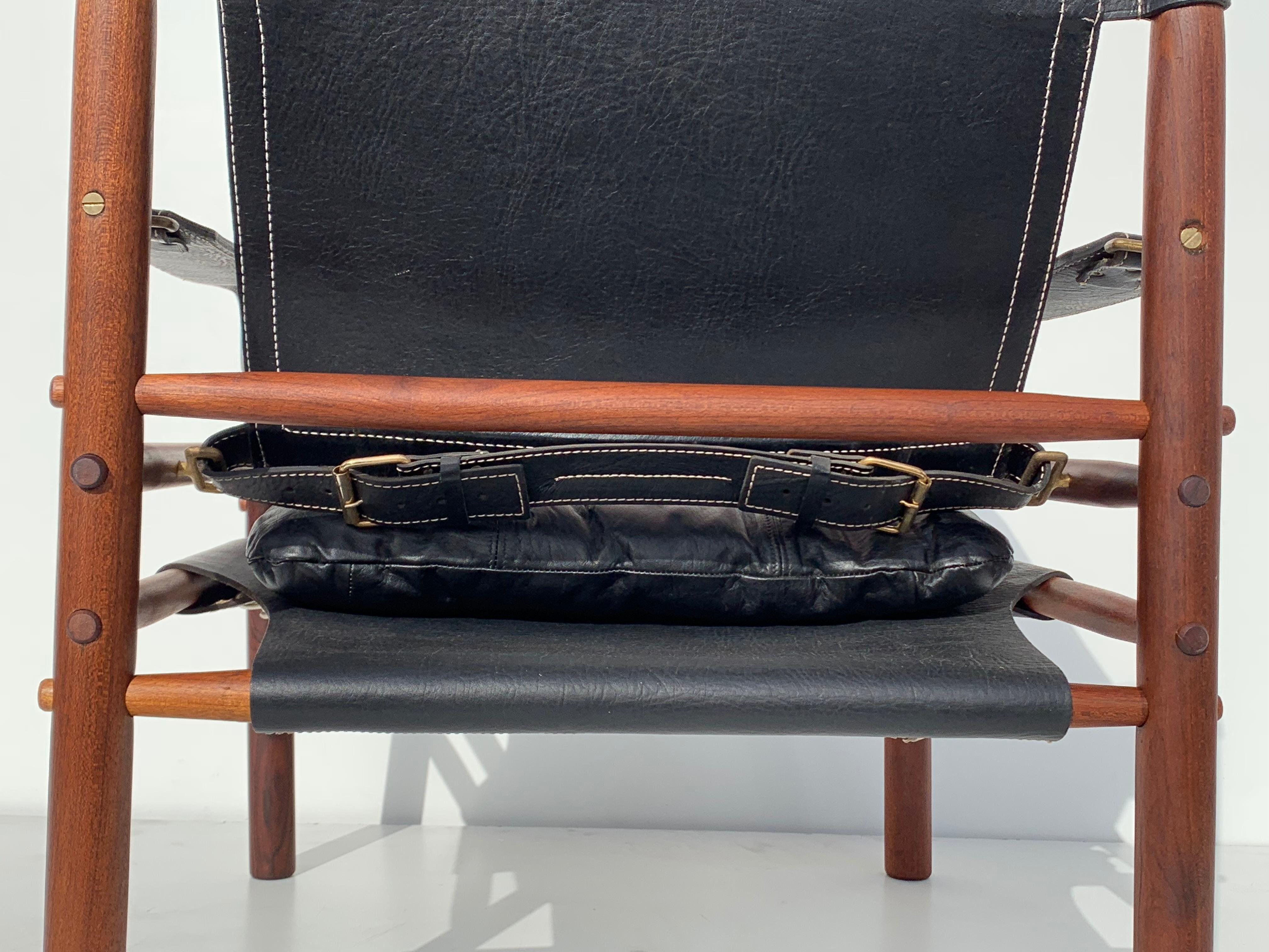 Arne Norell Sirocco Safari Chair in Black Leather 1