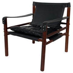 Arne Norell Sirocco Safari Chair en cuir noir
