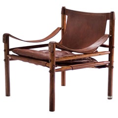 Arne Norell Sirocco Safari Chair in Brown Leather, Sweden, 1964
