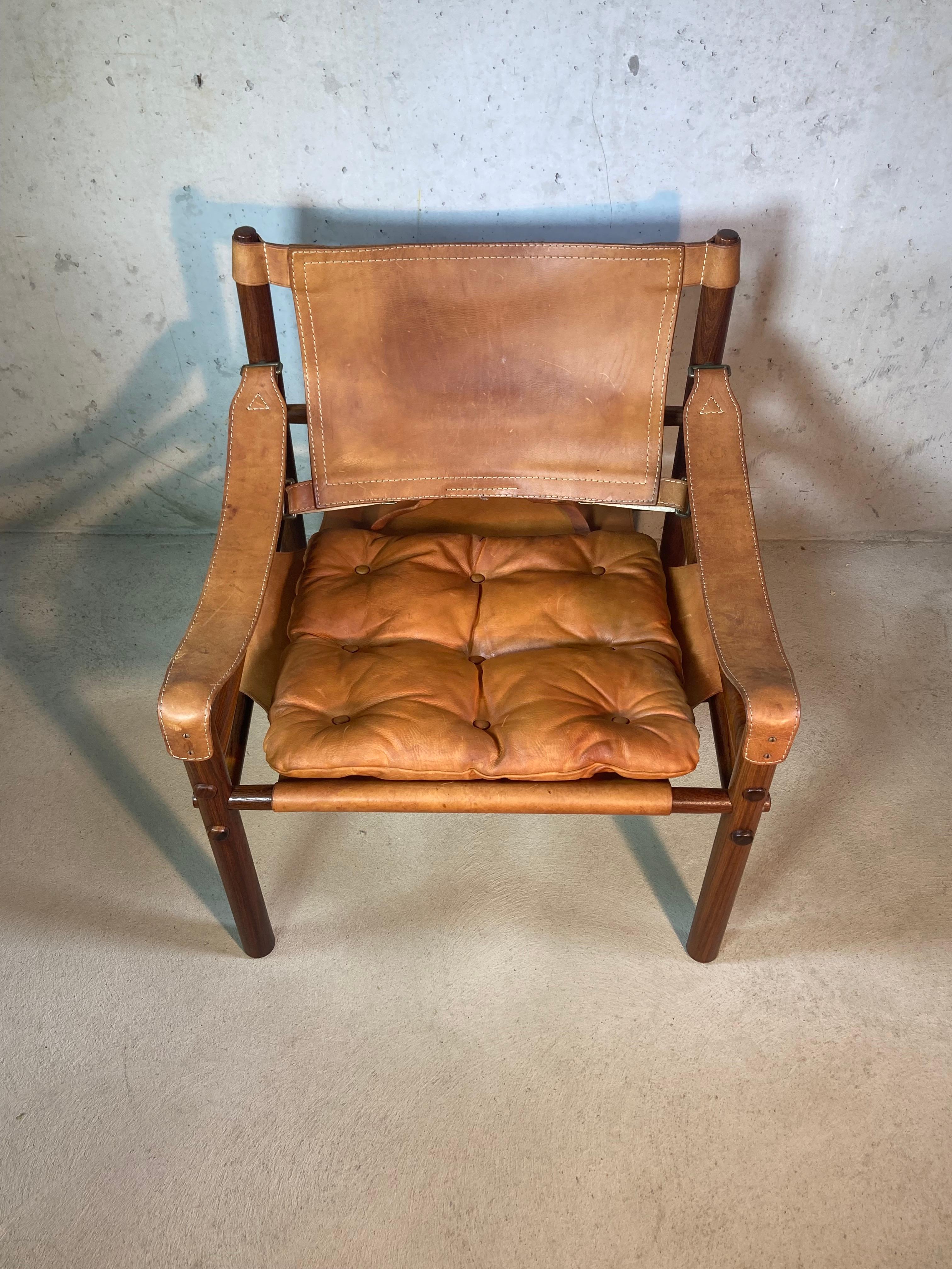 Swedish Arne Norell Sirocco Safari Chair in Rosewood, 1960s