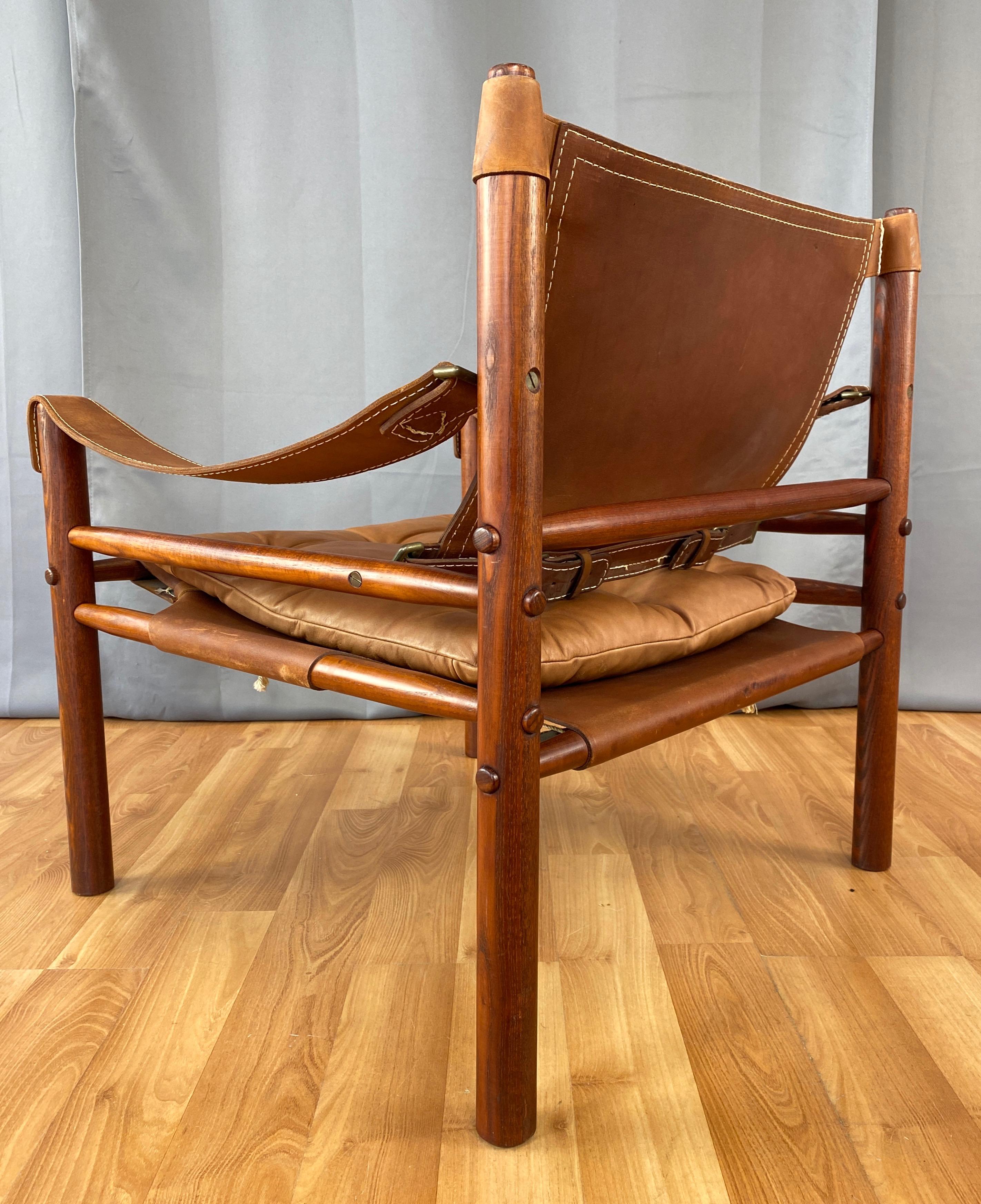 Arne Norell Sirocco Safari Chair in Rosewood-Colored Oak and Brown Leather, 1970 2