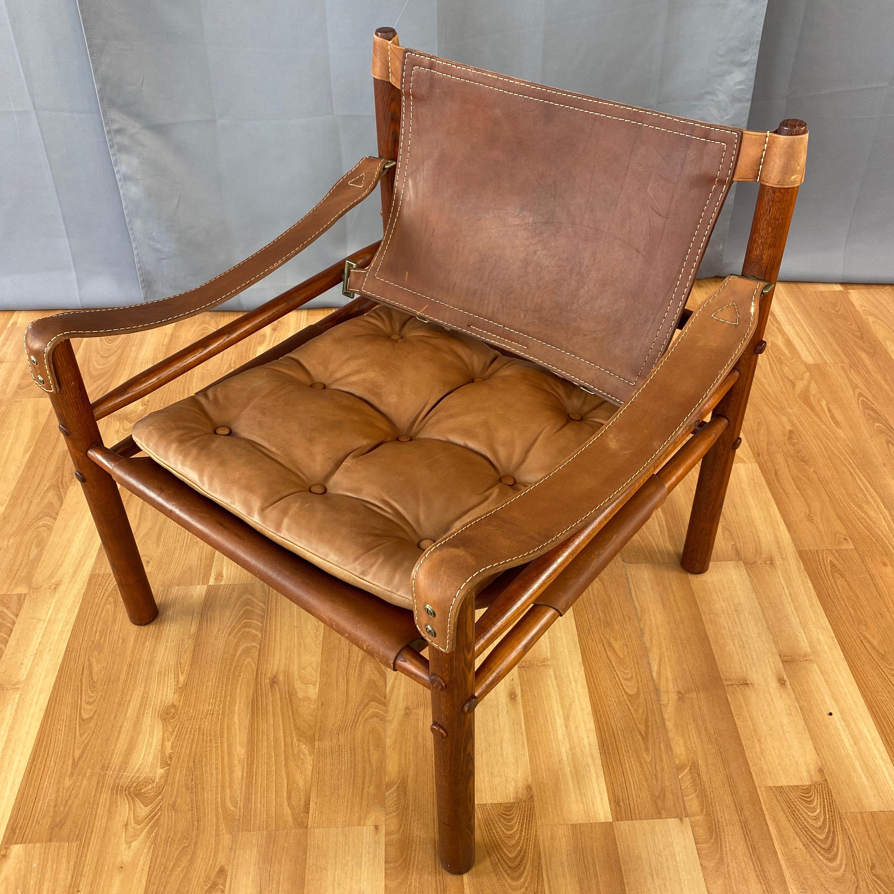 Arne Norell Sirocco Safari Chair in Rosewood-Colored Oak and Brown Leather, 1970 8