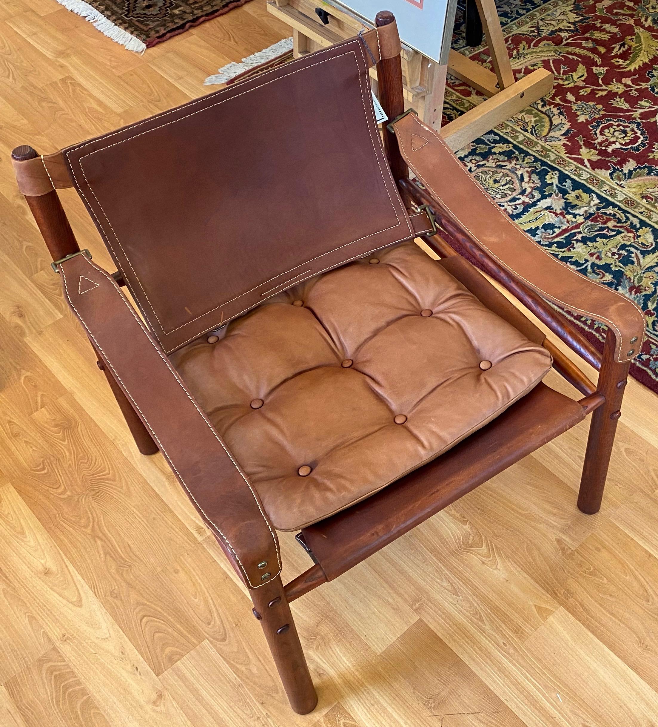 Arne Norell Sirocco Safari Chair in Rosewood-Colored Oak and Brown Leather, 1970 12