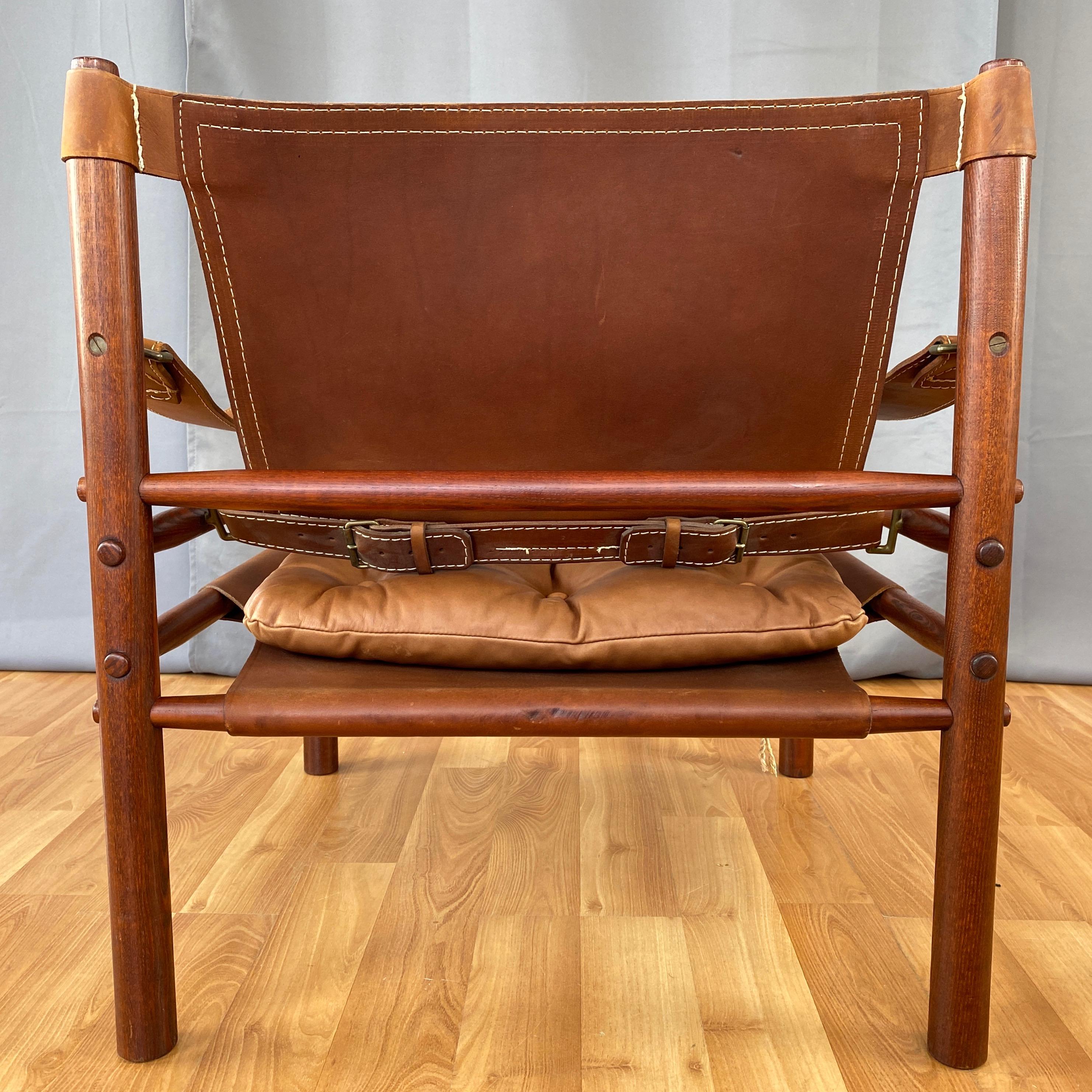 Arne Norell Sirocco Safari Chair in Rosewood-Colored Oak and Brown Leather, 1970 1