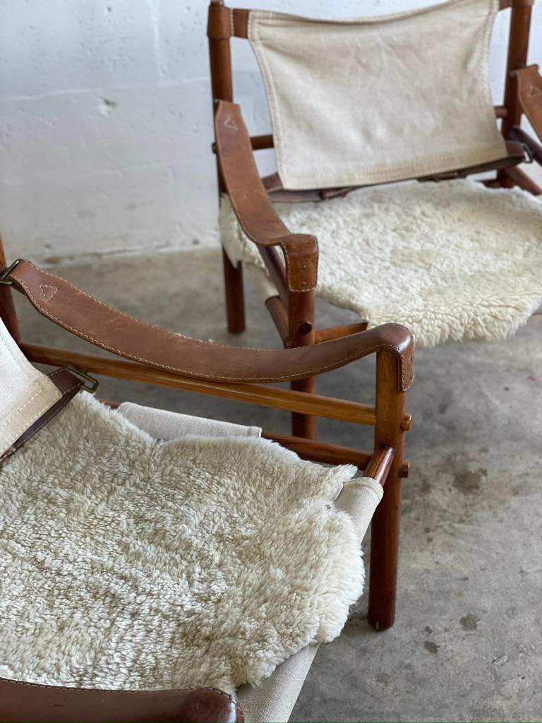 Arne Norell Sirocco Safari Chairs Scandinavian Modern - ein Paar im Angebot 5