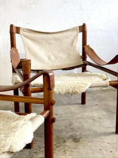 Arne Norell Sirocco Safari Chairs Scandinavian Modern - a pair