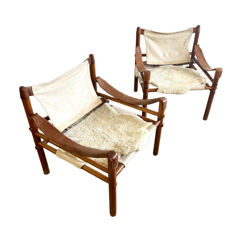 Arne Norell Sirocco Safari Chairs Scandinavian Modern - ein Paar im Angebot